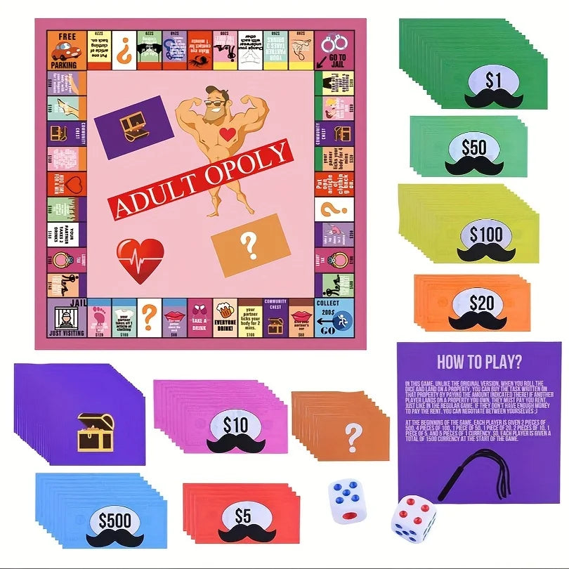 Jeu de société Adultopoly pour Couples, jouets sexuels, Date nocturne, carte de jeu, accessoires pour 1 ensemble, jeu sexuel pour adultes