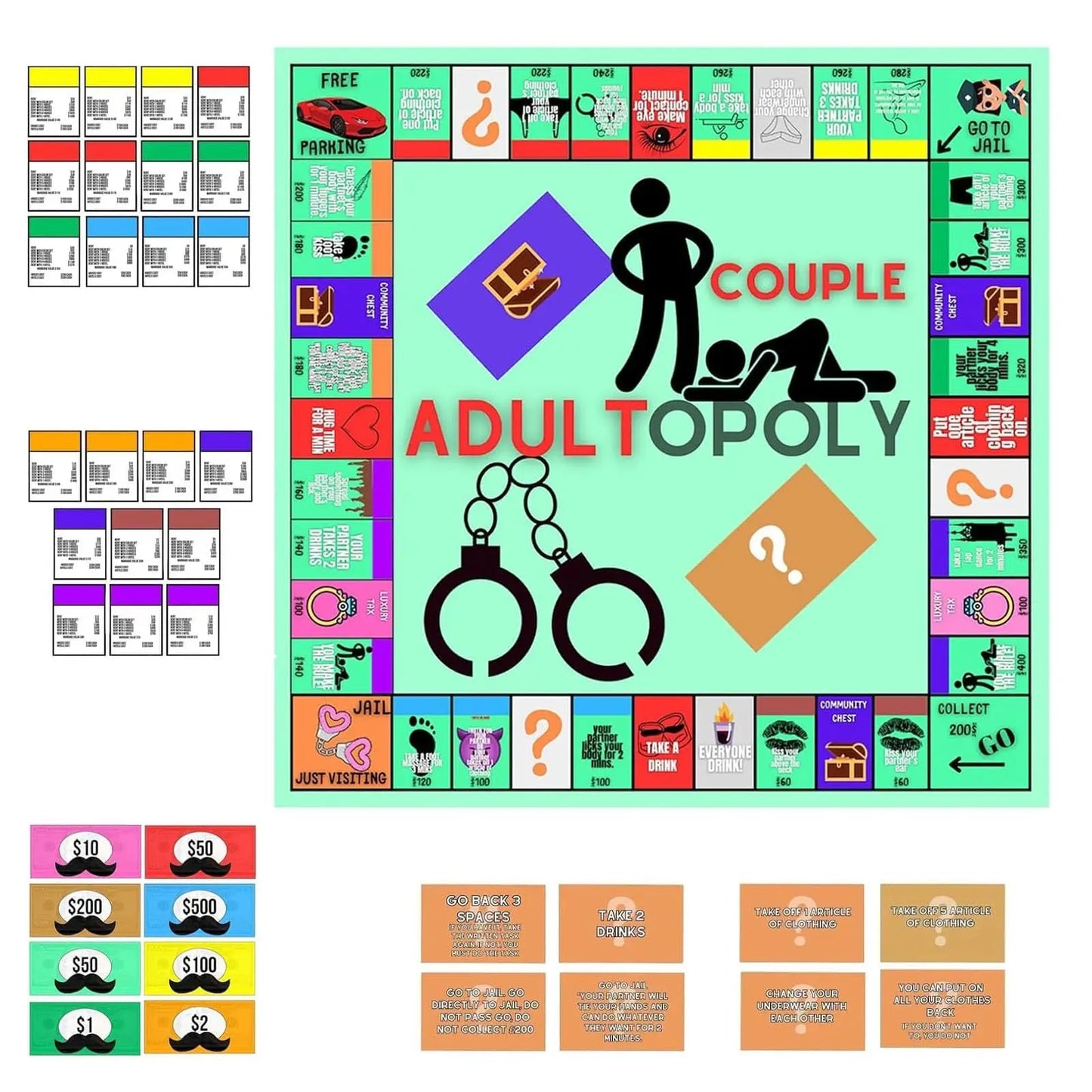 Jeu de société Adultopoly pour Couples, jouets sexuels, Date nocturne, carte de jeu, accessoires pour 1 ensemble, jeu sexuel pour adultes